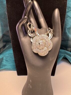 R.J. Graziano Silver Crystal Camellia Bracelet